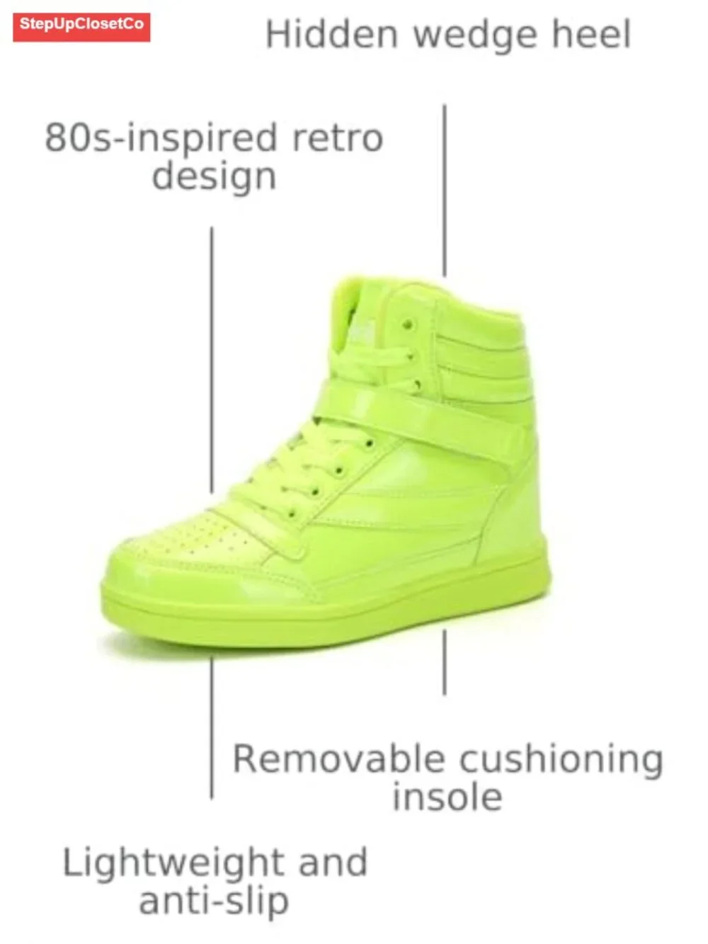 Retro High Top Sneakers Hidden Wedge Heels Lace Up Ankle Support Women's Shoes